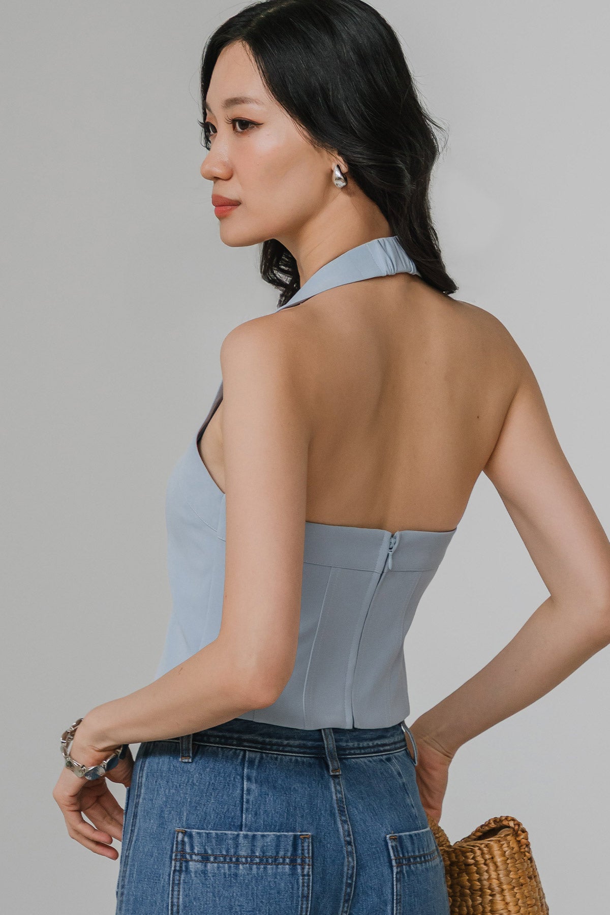 Aura Padded Halter Top (Sky)