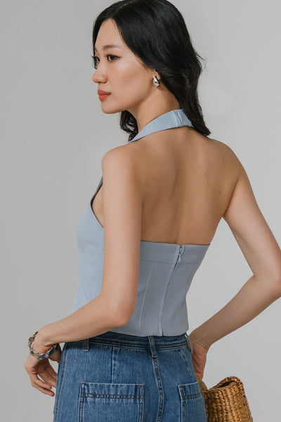 Aura Padded Halter Top (Sky)