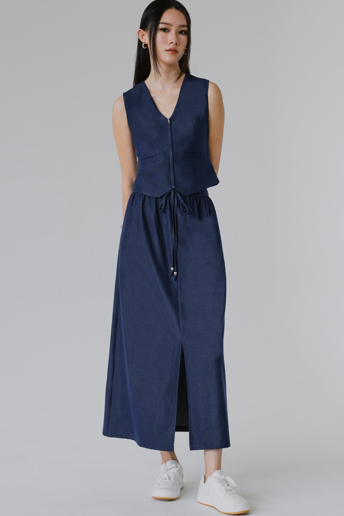 Dakota Zipper Vest (Navy)