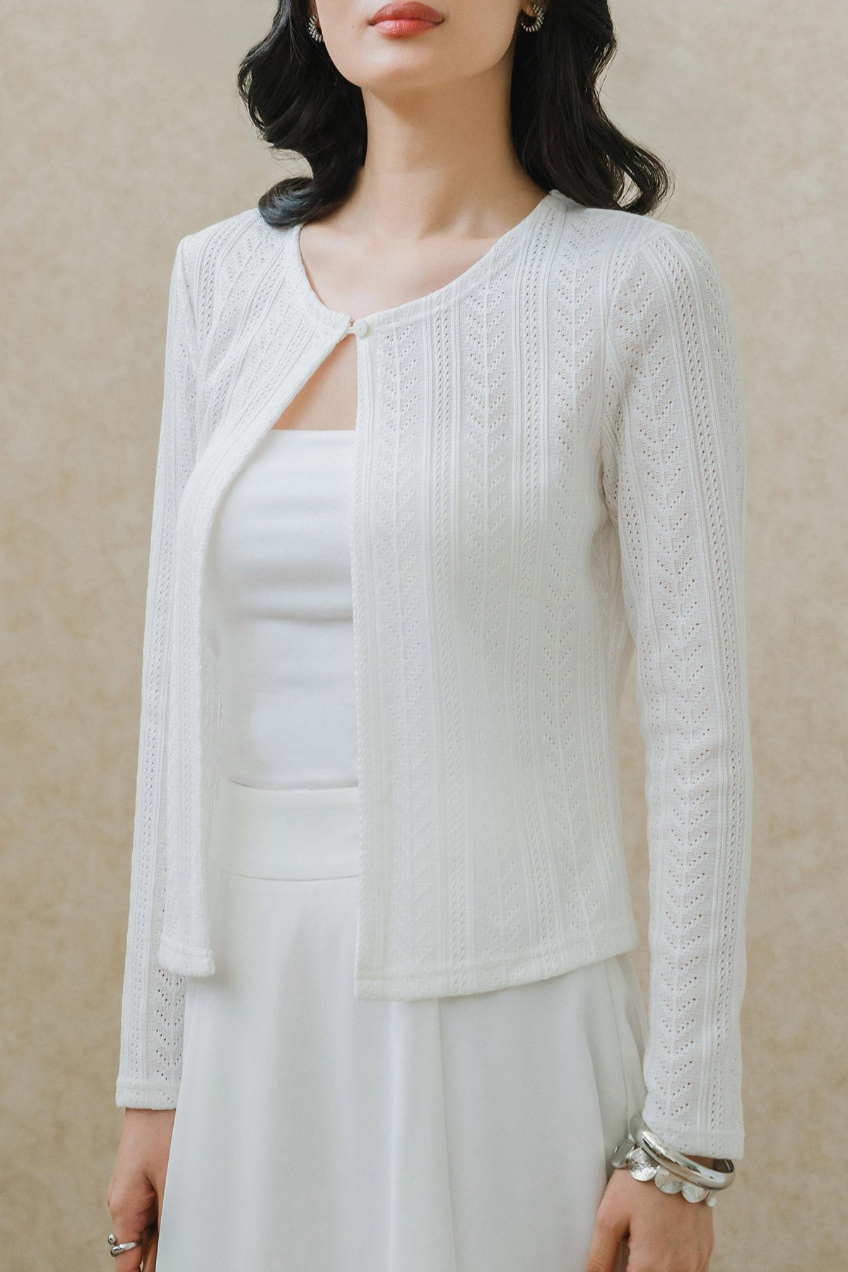 Summer Knitted Cardigan (White)