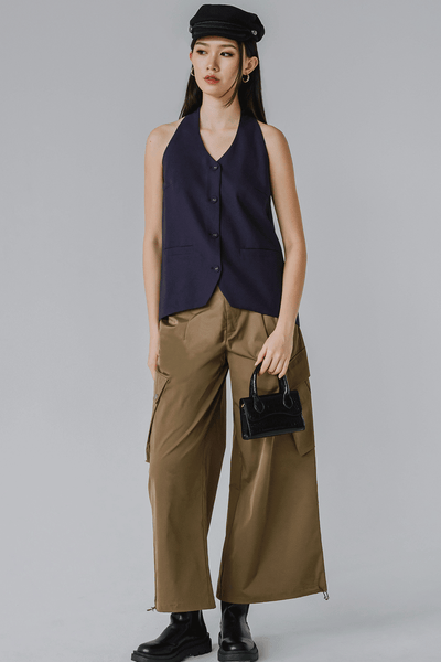 Vera Linen Vest (Midnight Blue)