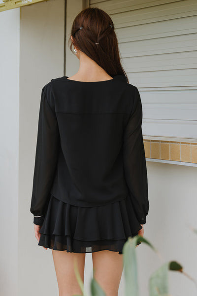 Yvette Ruffle Top (Black)
