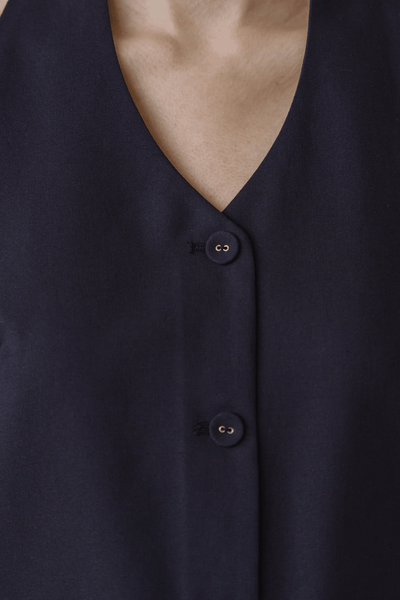 Vera Linen Vest (Midnight Blue)