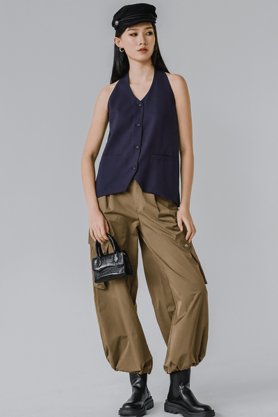 Vera Linen Vest (Midnight Blue)