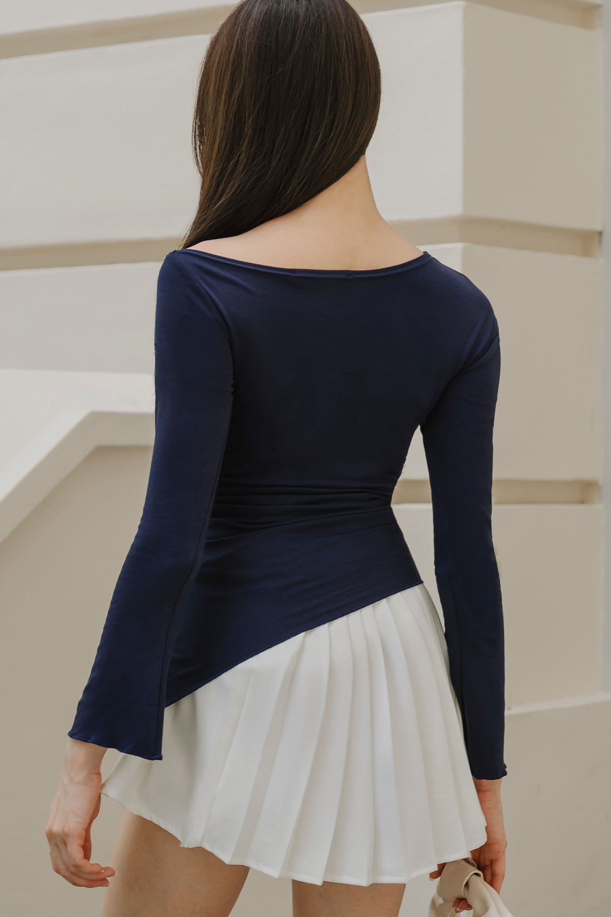 Demi Sleeved Cotton Top (Navy)