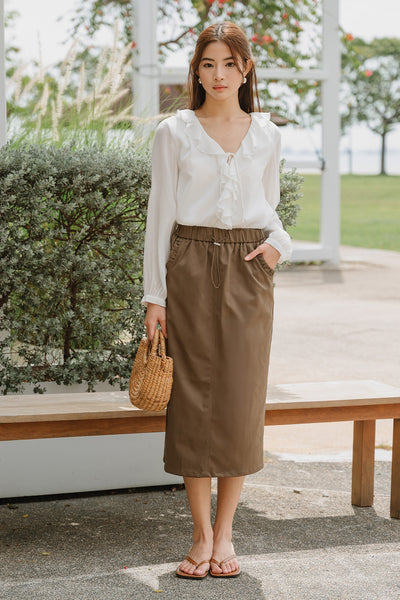 Rochelle Drawstring Skirt (Brown)