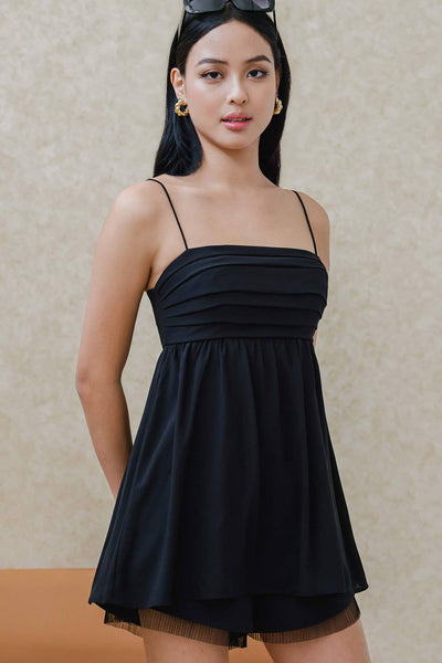 Freya Padded Babydoll Top (Black)