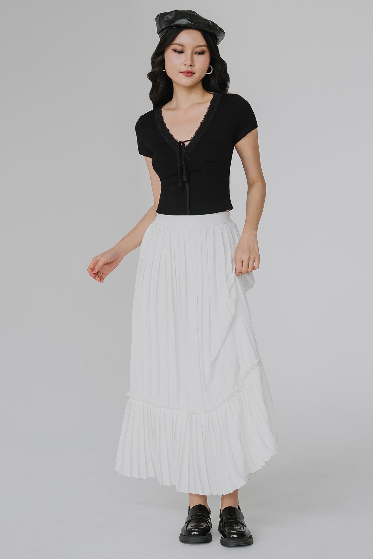 Amelie Lace Tie Top (Black)