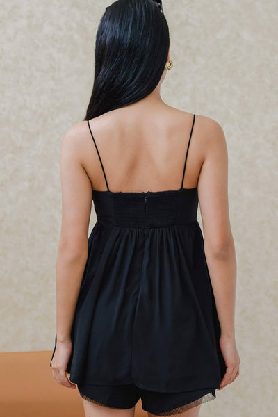 Freya Padded Babydoll Top (Black)