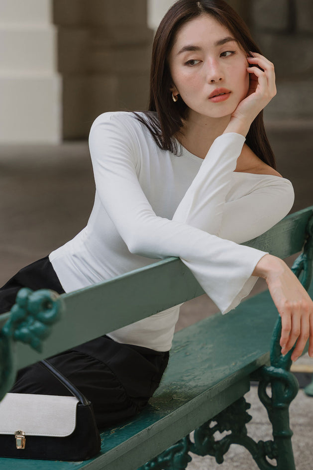 Demi Sleeved Cotton Top (White)