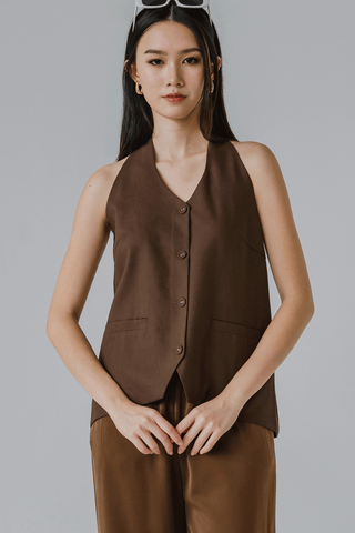 Vera Linen Vest (Umber)