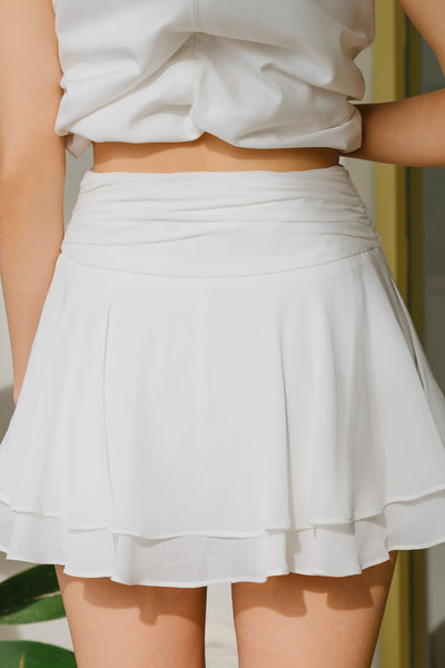 Yvette Tier Pocket Skort (White)