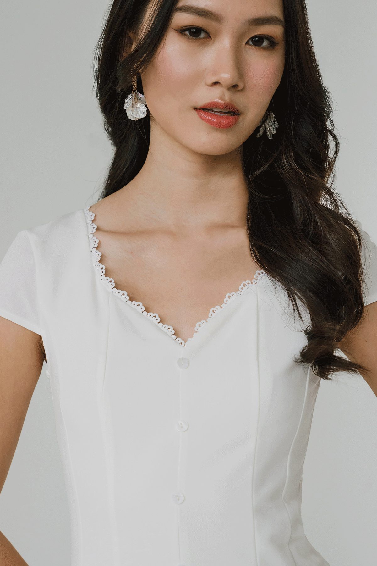 Rumi Crochet Trim Dress (White)