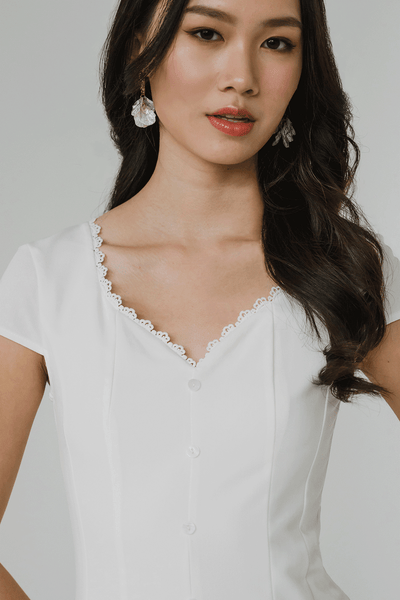 Rumi Crochet Trim Dress (White)