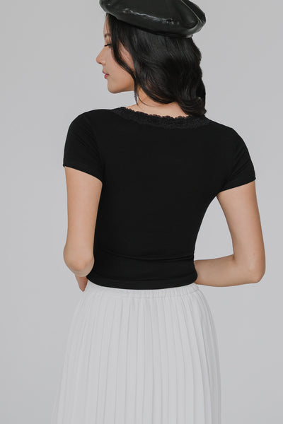 Amelie Lace Tie Top (Black)