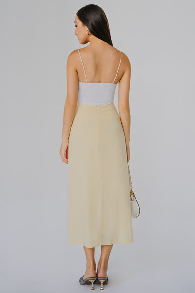 Cascade Linen Skirt (Lemon)