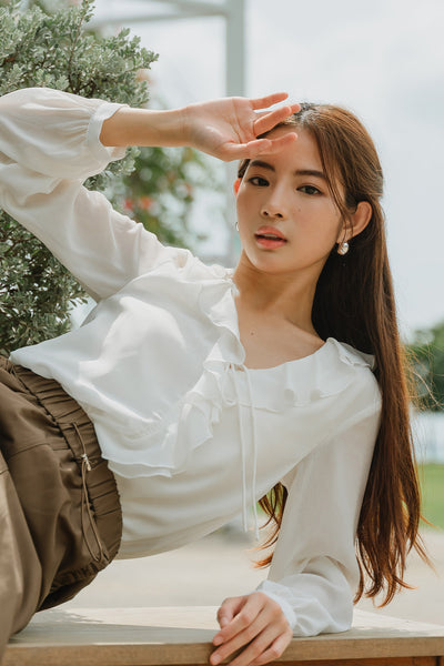 Yvette Ruffle Top (White)