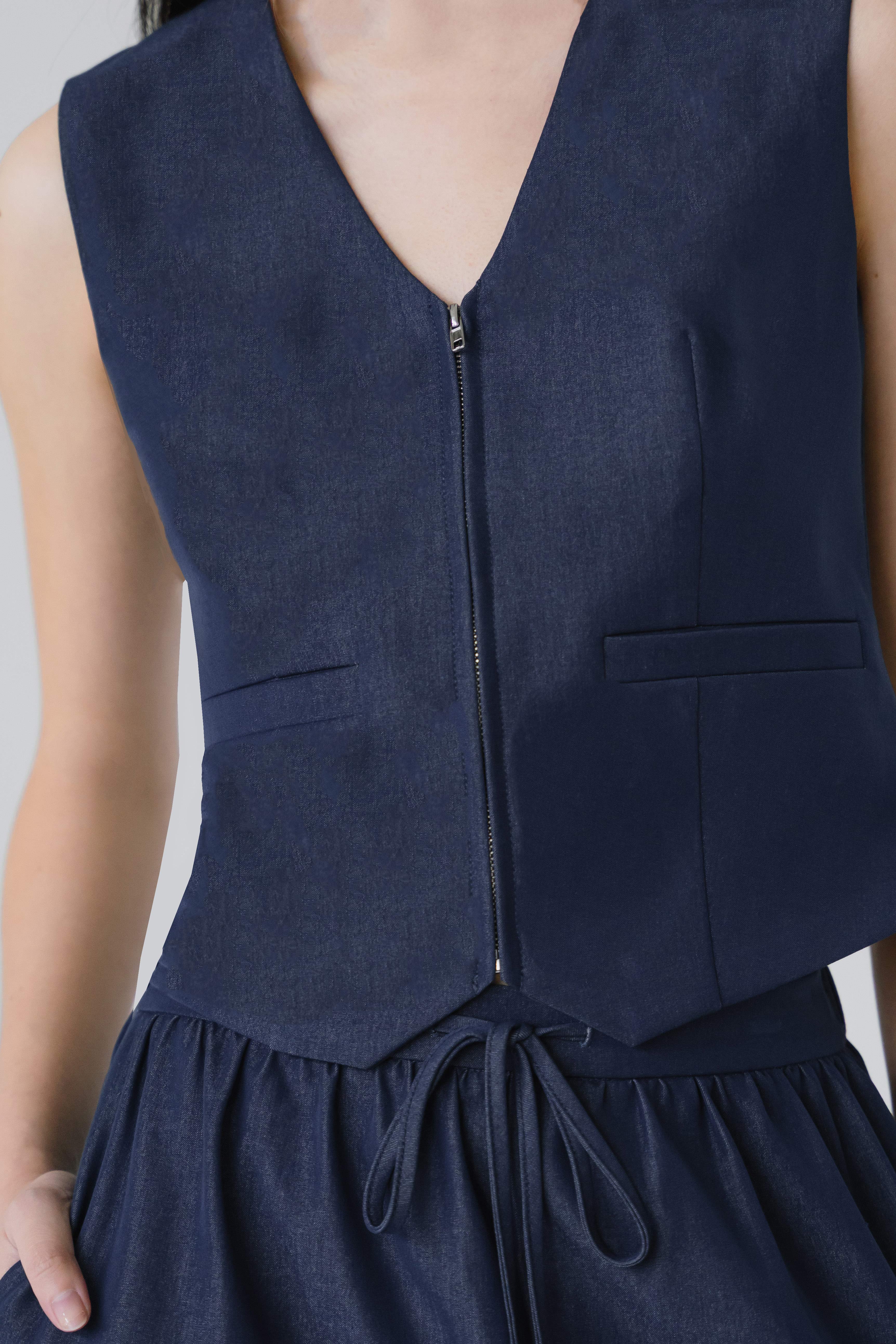 Dakota Zipper Vest (Navy)