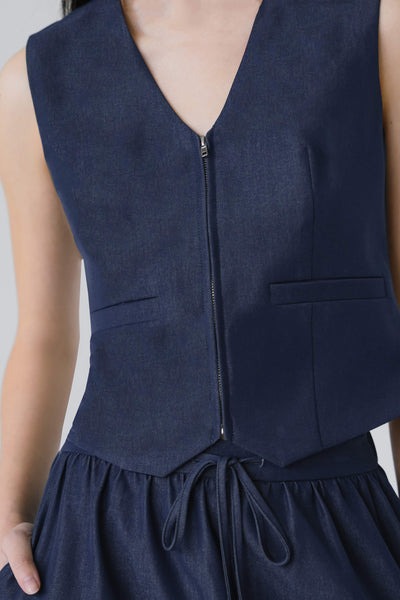 Dakota Zipper Vest (Navy)