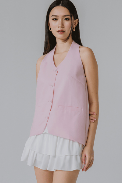 Vera Linen Vest (Pink)