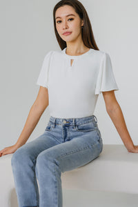 Essential Keyhole Blouse (White)