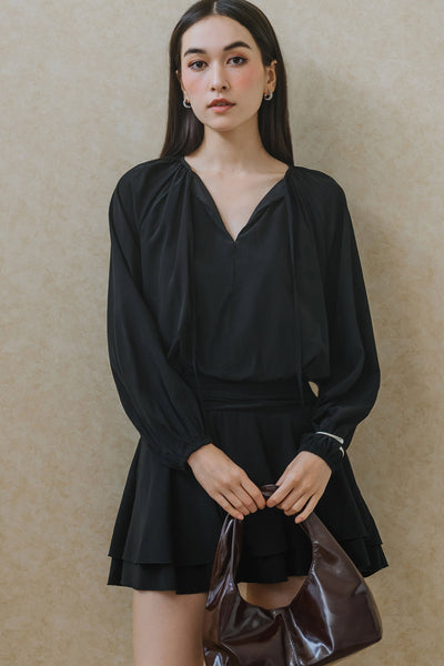 Santorini Romper Dress (Black)