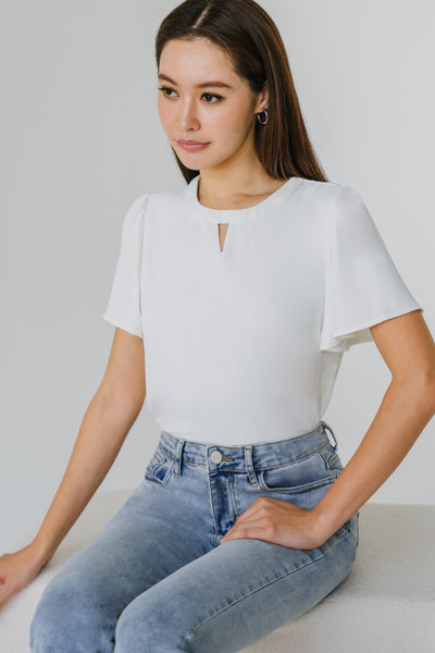 Essential Keyhole Blouse (White)