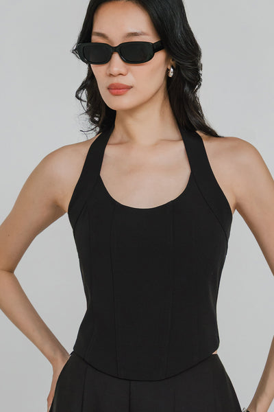 Aura Padded Halter Top (Black)