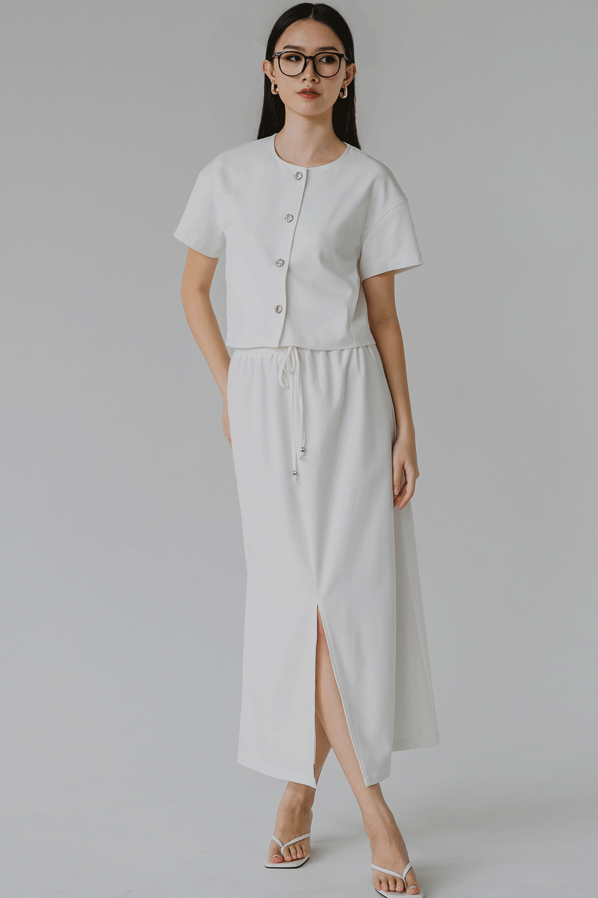 Yasmin Button Top (White)