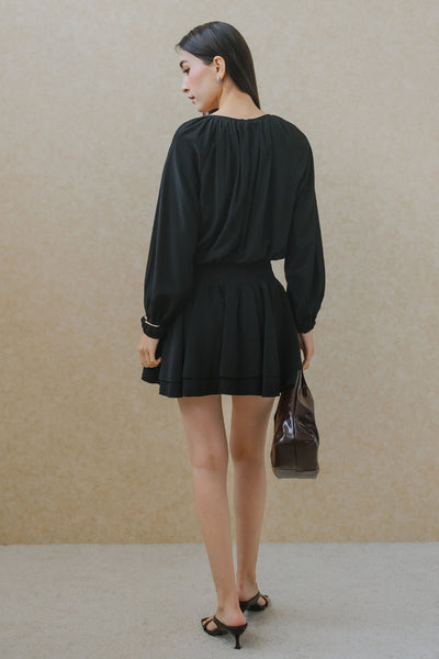 Santorini Romper Dress (Black)