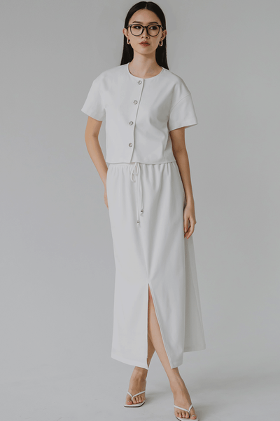 Yasmin Button Top (White)