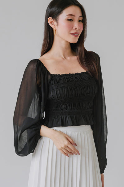 Éclat Dream Smocked Top (Black)