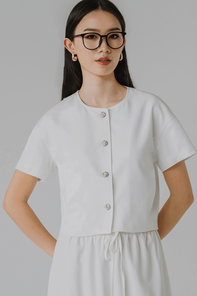 Yasmin Button Top (White)
