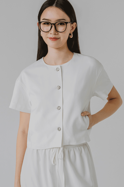Yasmin Button Top (White)