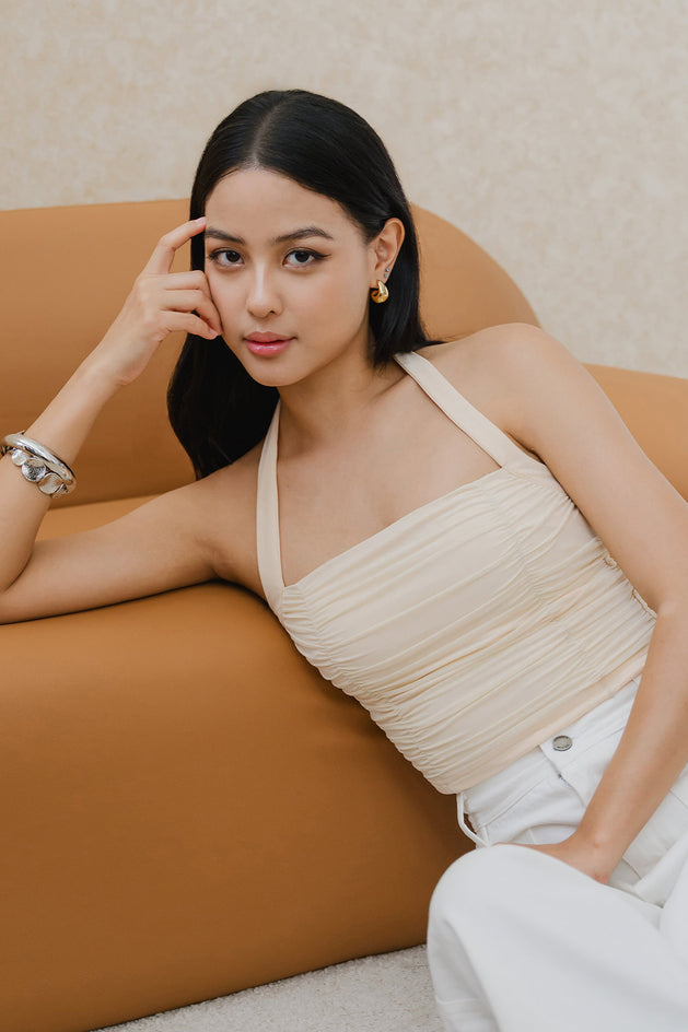 As It Goes Padded Halter Top (Buttermilk)