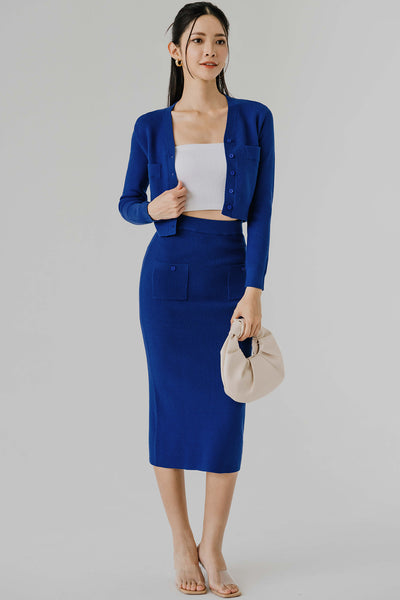 Dreamer Knit Midi Skirt (Cobalt)