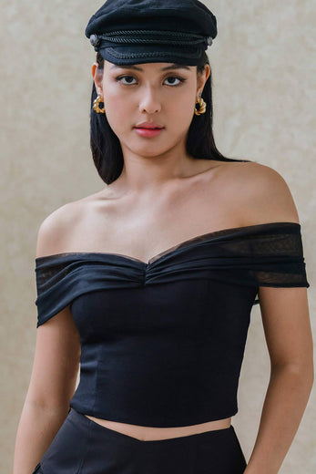 Brielle Padded Mesh Top (Black)
