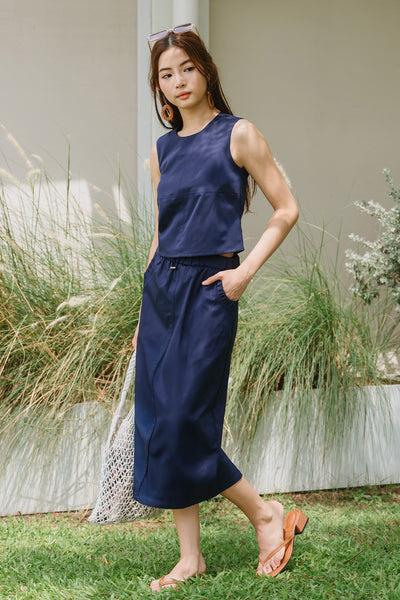 Rochelle Drawstring Skirt (Navy)