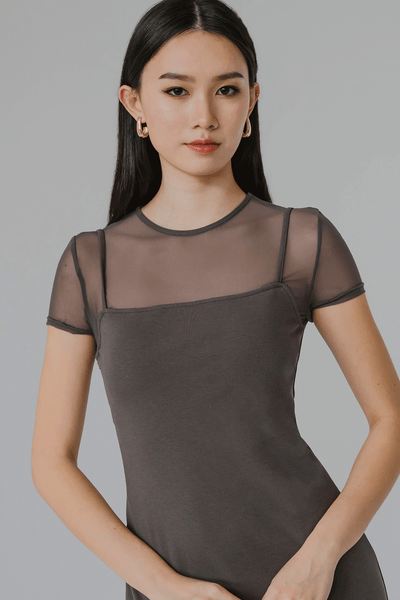Muse Padded Mesh Dress (Grey)