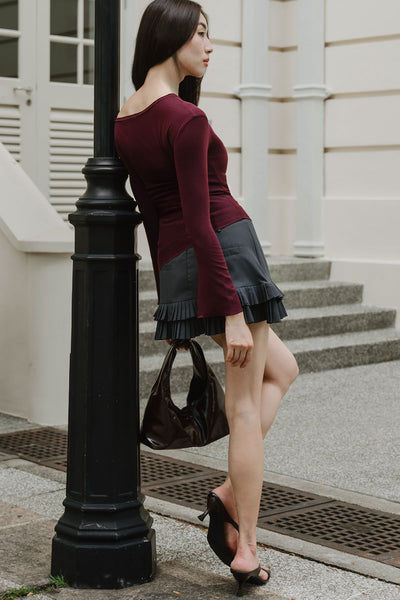 Demi Sleeved Cotton Top (Burgundy)