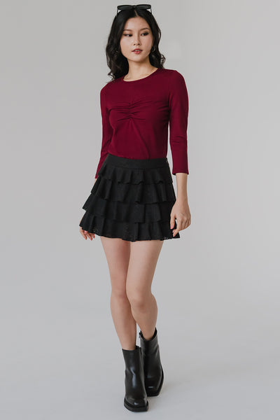 Sadie Lace Ruffle Skort (Black)