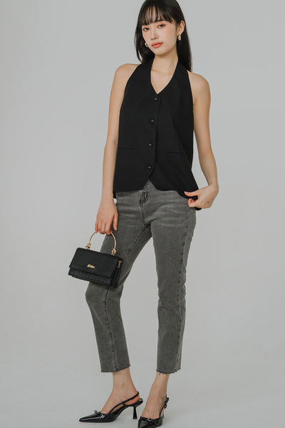 Vera Linen Vest (Black)