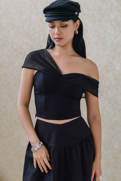 Brielle Padded Mesh Top (Black)