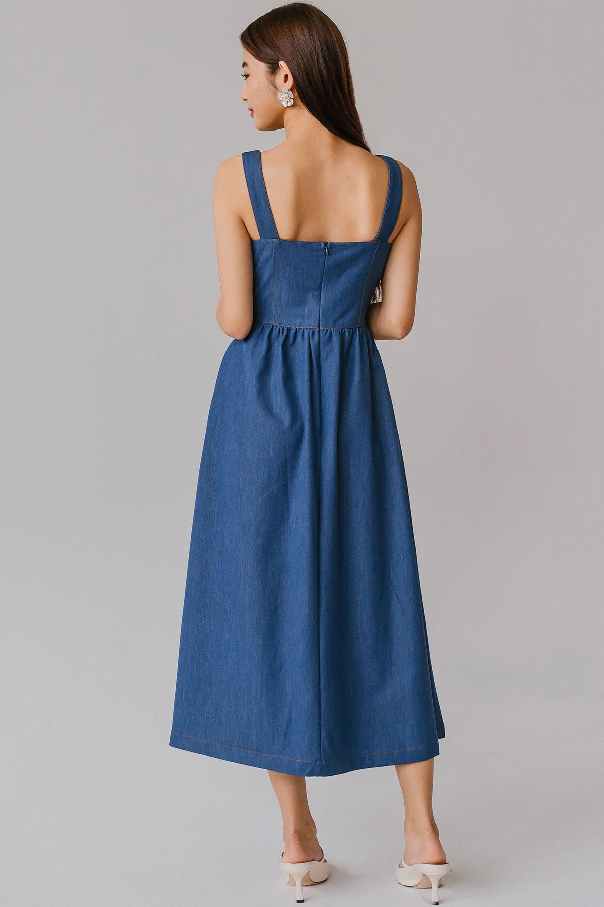 Memory Lane Padded Dress (Light Denim)