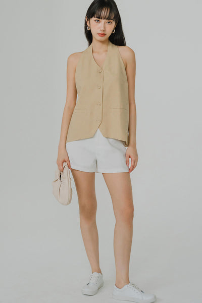 Vera Linen Vest (Tan)