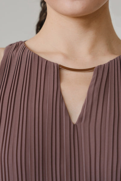 Aether Embellish Pleat Dress (Mauve)