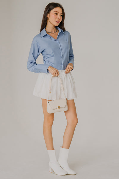 Bubble Hem Mini Skort (White)