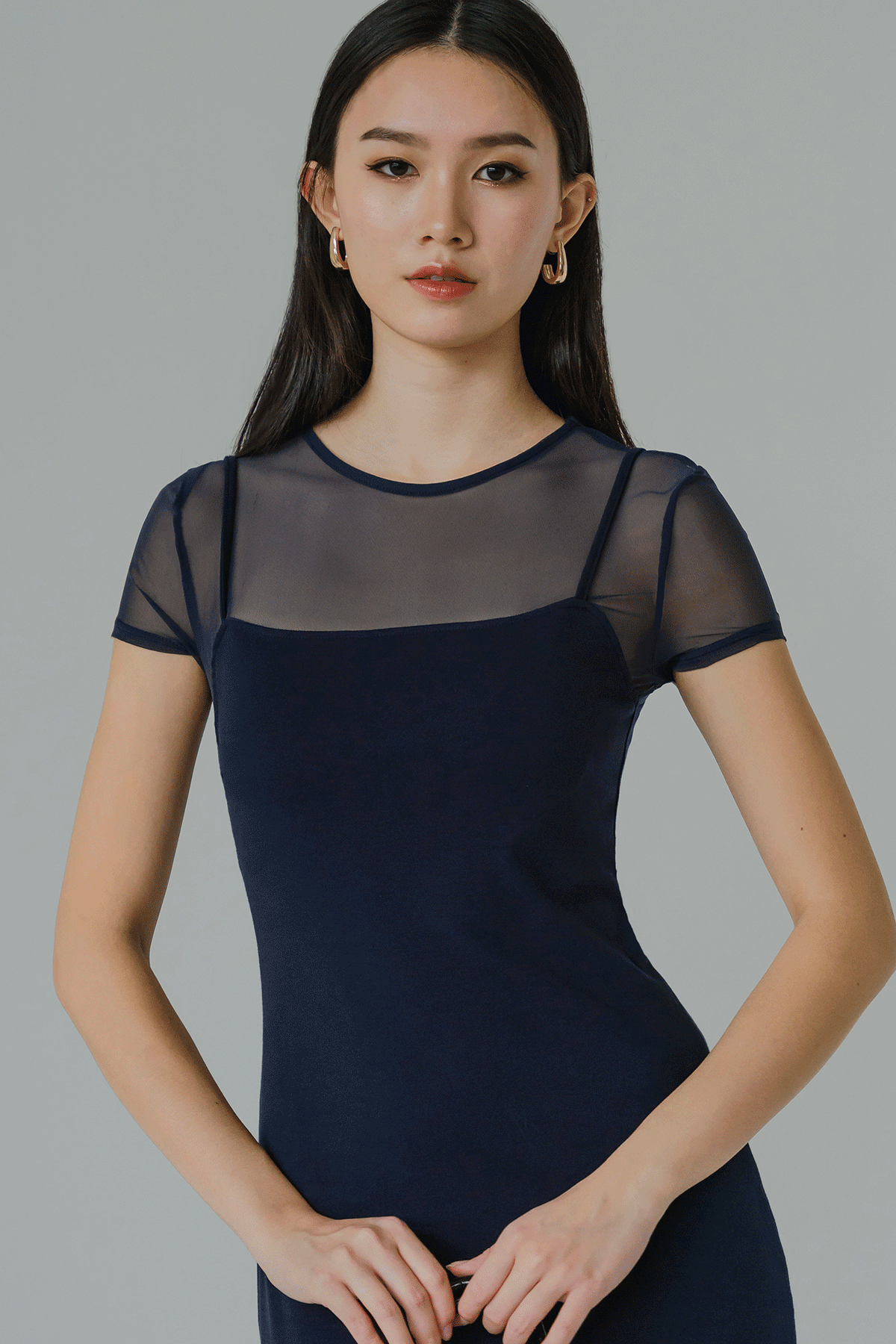 Backorder* Muse Padded Mesh Dress (Navy)