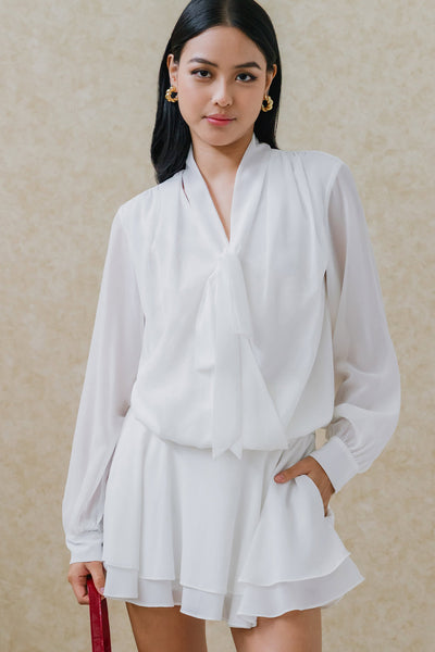 Drea Pussybow Top (White)