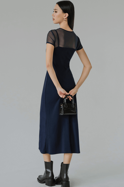 Muse Padded Mesh Dress (Navy)